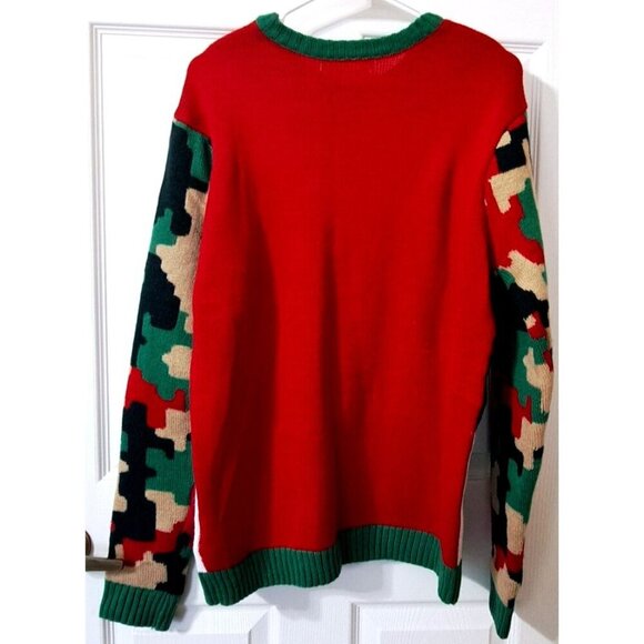 Kohl's Celebrate Men's M/L Ugly Christmas Sweater Pocket Camo Reindeer - Picture 6 of 10
